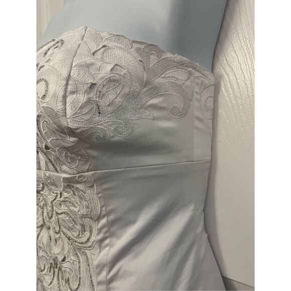 White House Black Market White Strapless Dress with Beaded Lace Bodice. Size 8. - Picture 5 of 10